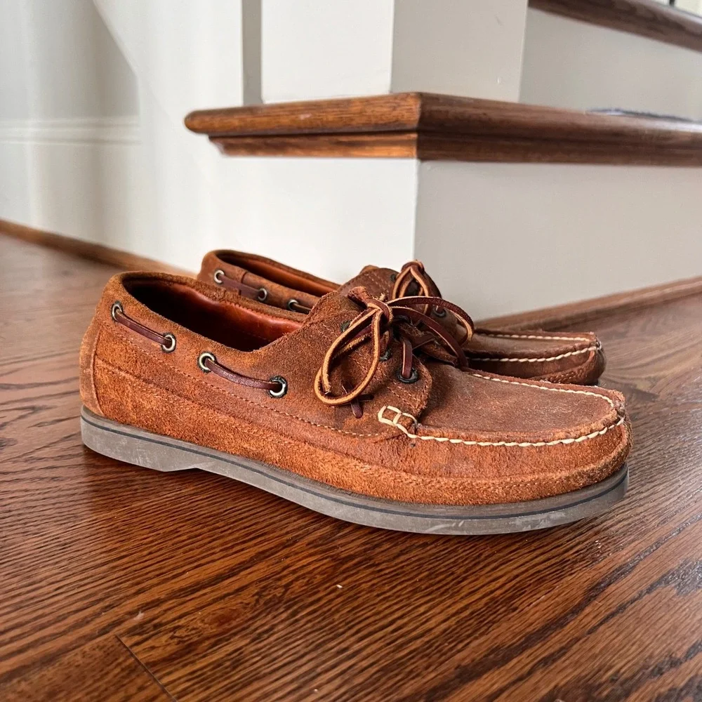 Vintage Polo Sport Ralph Lauren Mens Brown Suede Boat Shoes MA3614 Size 9.5 D